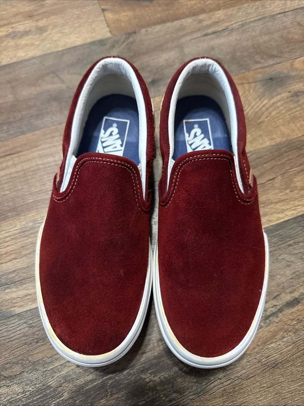 Vans Men's Slip-On Suede Loafers in Deep Red